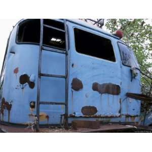  Back of Rusted and Broken Down Blue Van Photographic 