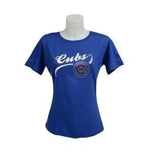  Chicago Cubs Womens Screen Bling Logo T shirt by Soft as 