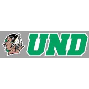  Fighting Sioux Logo with UND 8 x 3 inch Color Vinyl Decal 