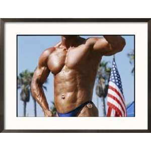  Body Builder at Muscle Beach in Venice, Ca Framed 