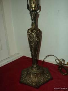 VINTAGE Art Deco Metal Table Lamp w/ LIONs Heads & Roses Original 