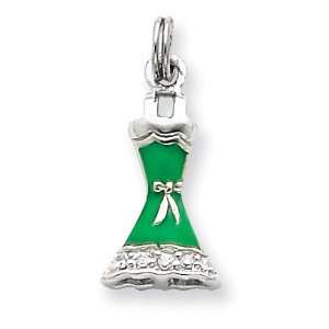   Silver CZ & Green Enameled Dress Charm West Coast Jewelry Jewelry