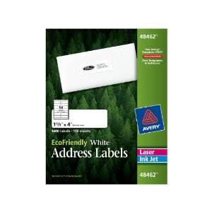 Avery EcoFriendly Address Labels, 1.33 x 4 Inches, White, Box of 1400 