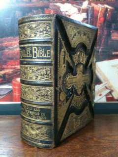   HOLY BIBLE CLASP UNMARKED LEATHER 1885 KING JAMES GUSTAVE DORE  