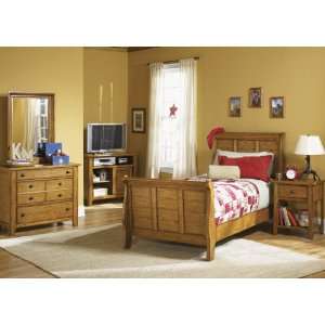  LIBERTY GRANDPAS CABIN YOUTH TWIN SLEIGH BED SET AGED OAK 