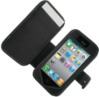   LEATHER BOOK CASE WALLET SLOT BELT CLIP FOR APPLE iPHONE 4S 4  