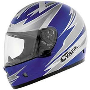 Cyber Amp US 12 Street Racing Motorcycle Helmet   Blue/Silver/White 