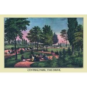   Central Park; The Drive 12x18 Giclee on canvas