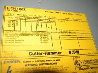 Cutler Hammer DH364UGK Safety Switch Without Red Handle  