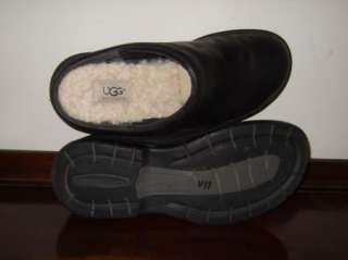 UGG Australia Black Leather Clogs Mules Shoes Mens Sz.9(US) / 42(EU 
