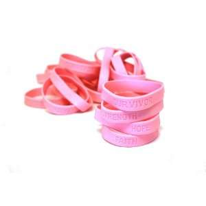  Breast Cancer Awareness Rubber Bracelets Toys & Games