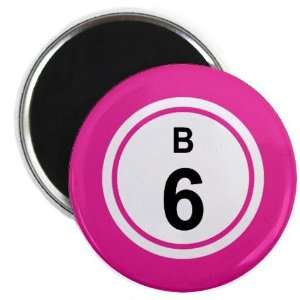  Bingo Ball B06 SIX Pink 2.25 inch Fridge Magnet 