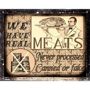 Butcher shop fresh meat sign / retaurant deli diner kitchen vintage 