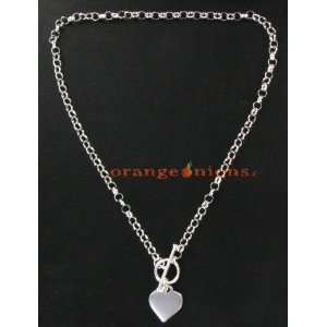  Toggle Sterling Silver Rolo Link Necklace w/ Heart 