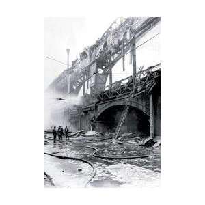  Fire on Bridge Philadelphia PA 12x18 Giclee on canvas 