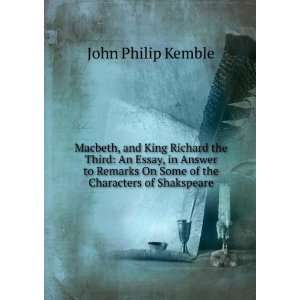   On Some of the Characters of Shakspeare John Philip Kemble Books