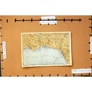  1913 MAP RIVIERA ITALY GENOVA SAVONA SESTRI LIGURE
