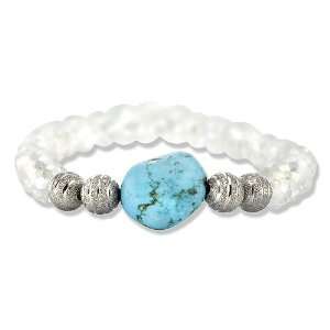  Turquoise Nugget, Charcoal And Crystal Bead Stretch 