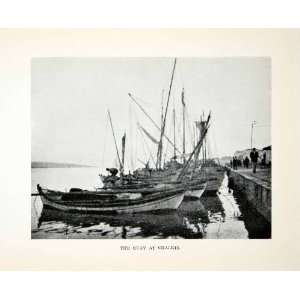 1928 Print Quay Wharf Chalcis Chalkida Euboea Greece Seaport Isle 