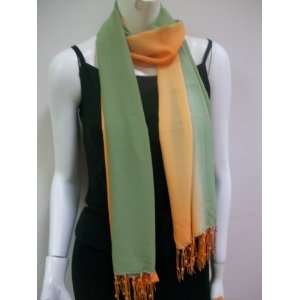   Scarf, Neck Wear, Wrap, Polyester, Orange and Green 