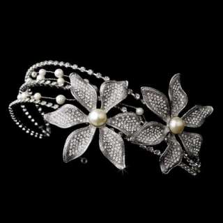 NEW Couture Style Silver & Ivory Floral Bridal Headband  