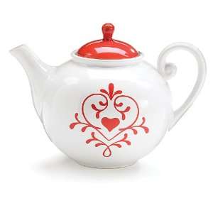  Love Florish White Ceramic Teapot.