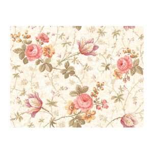   LN7536 Rose Tulip Floral Vine Wallpaper, Cream/Pink