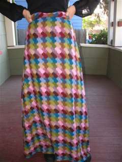VINTAGE OP ART GRAPHIC MOD PSYCHEDELIC RAINBOW SKIRT Sm  