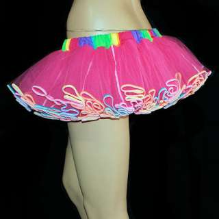 Baby Pink NEON Micro Mini Rainbow Rave Adult TuTu Skirt  