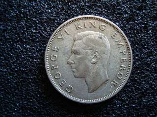 1937 NEW ZEALAND ONE FLORIN SILVER COIN KING GEORGE VI  