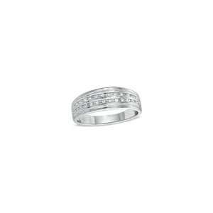 ZALES Diamond Double Row Wedding Band in Sterling Silver Mens 1/10 CT 