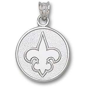  New Orleans Saints NFL Logo Round 5/8 Pendant (Silver 