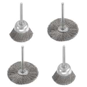 4pc X Large Steel Wire Wheel & Cup Brush Set   Fits Dremel Rotary Tool 