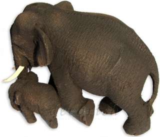   wooden Thai Elephant Figure New   Mother and Baby Model   Medium size