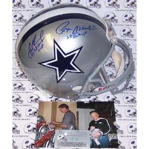 Autographed Troy Aikman Helmet   Roger Staubach /   Full Size Riddell 