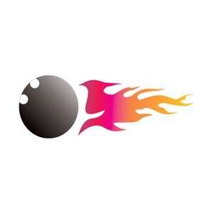  Tattoo Stencil   Flaming Bowling Ball   #377 Health 