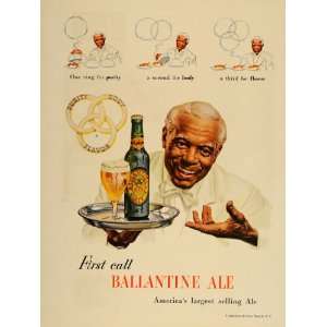  1948 Ad Ballantine Ale Beer Black Americana Waiter Man 