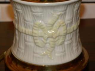 BELLEEK LAMP BAMBOO WITH YELLOW RIBBON  