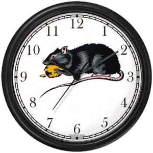  Black Mouse or Rat with Cheese Animal Wall Clock by 