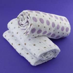  Bambino Land Muslin Organic Blankets Dots Purple & Brown 
