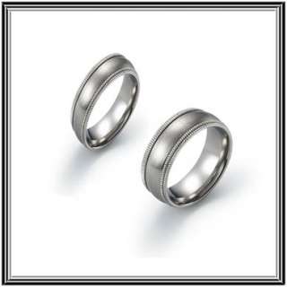 Titanium Rings   Matching Titanium Wedding Bands with Double Milgrain 