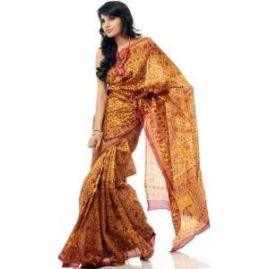   Mustard Golden Sari from Bangalore   Pure Silk 