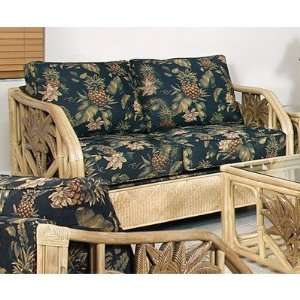  Cancun Palm Upholstered Rattan Loveseat in Natural Finish 