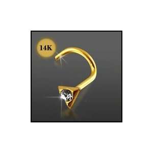    14K Gold Jeweled Triangle Nose Screw Piercing Jewelry Jewelry