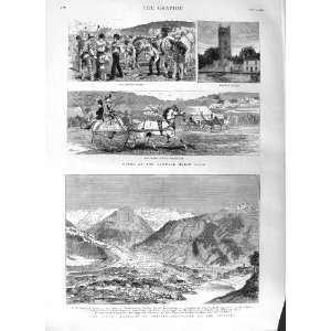  1881 BANWELL HORSE SHOW LANDSLIP SWITZERLAND MOUNTAINS 