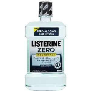 Listerine Zero Antiseptic Mouthwash Clean Mint 50.7 oz (Quantity of 4)