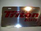 Triton Boats red diamond on chrome license plate