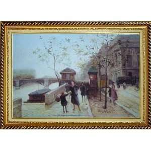  Paris Boulevard Scene Oil Painting, with Linen Liner Gold 