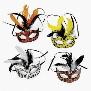 Animal Print Masks With Feathers   Costumes & Accessories & Masks