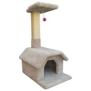  Wood Cat Perch Cat House, Gray Carpet